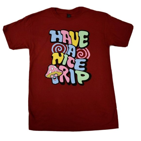 Mens Have A Nice Trip Mushroom Graphic Funny Tee Shirt New M - Picture 1 of 4